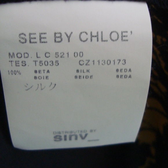 See by Chloe Silk Mixed Print Top Blouse With Sleeves SZ US 8 - Picture 6 of 8